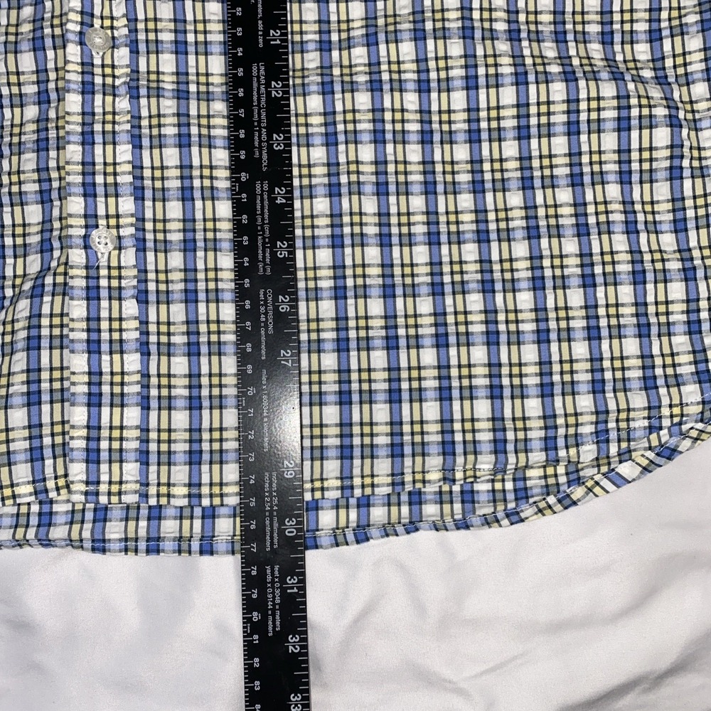 LL Bean Seersucker Plaid (Green, Blue) Organic XL Shirt (Bundle 2) - Picture 9 of 13